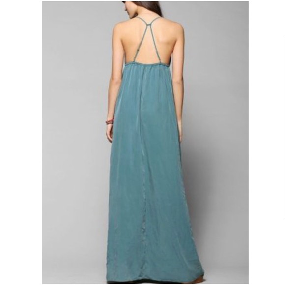 SILENCE + NOISE Triangle-Top Maxi Slip Dress in Olive - Picture 2 of 9